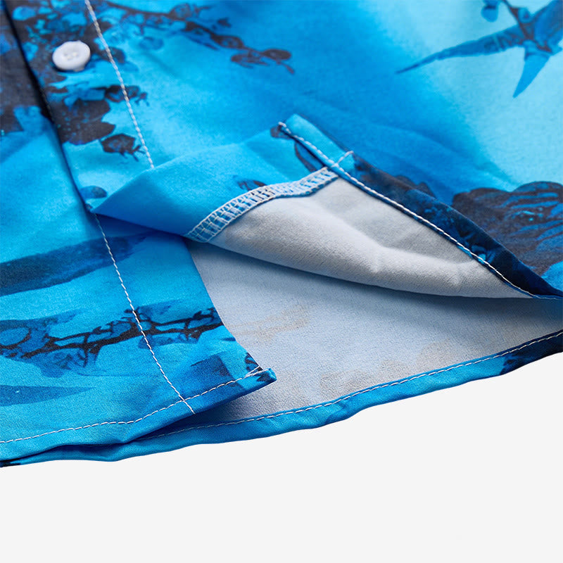 Men's Dark Floral Print Short Sleeve Holiday Shirt - image 9