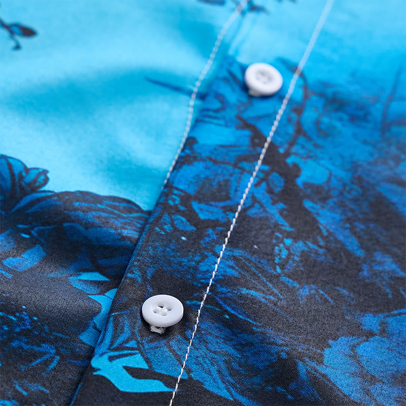 Men's Dark Floral Print Short Sleeve Holiday Shirt - image 7