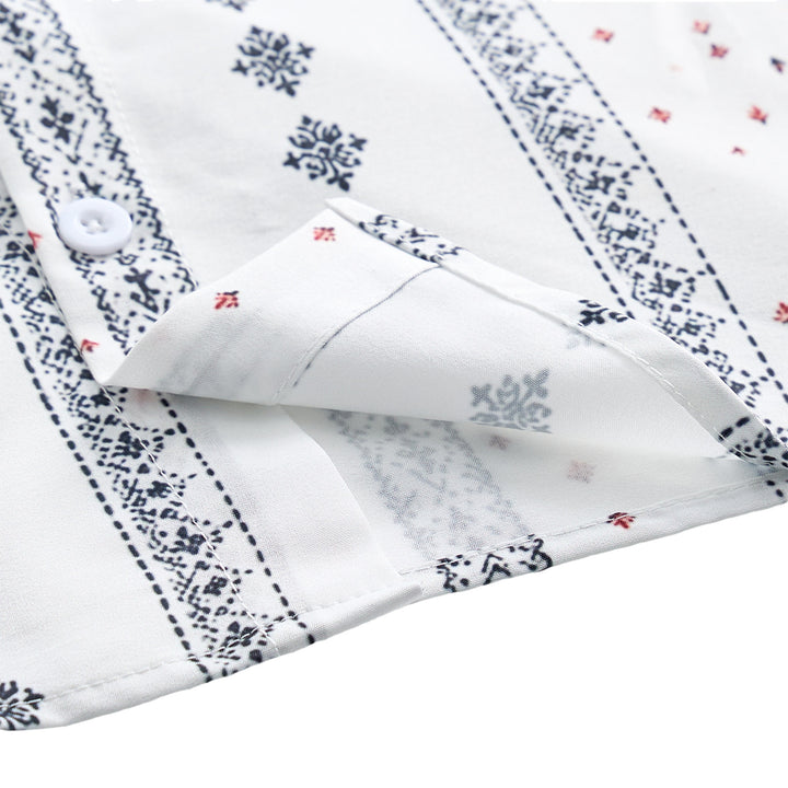 White Bohemian-Inspired Ethnic Pattern Short Sleeves Shirt - image 7