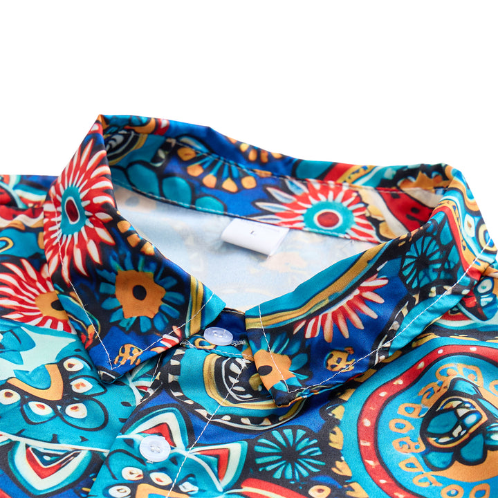 Teal Bohemian All-Over Paisley Vacation Shirt - image 4