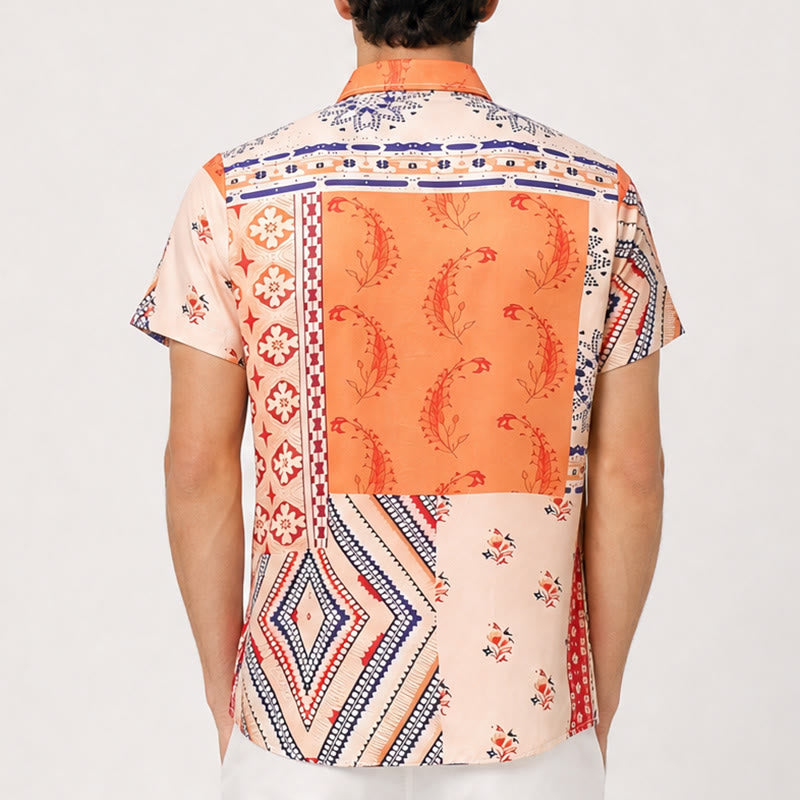 Earth-Tone Floral & Geometric Print Summer Shirt - image 3