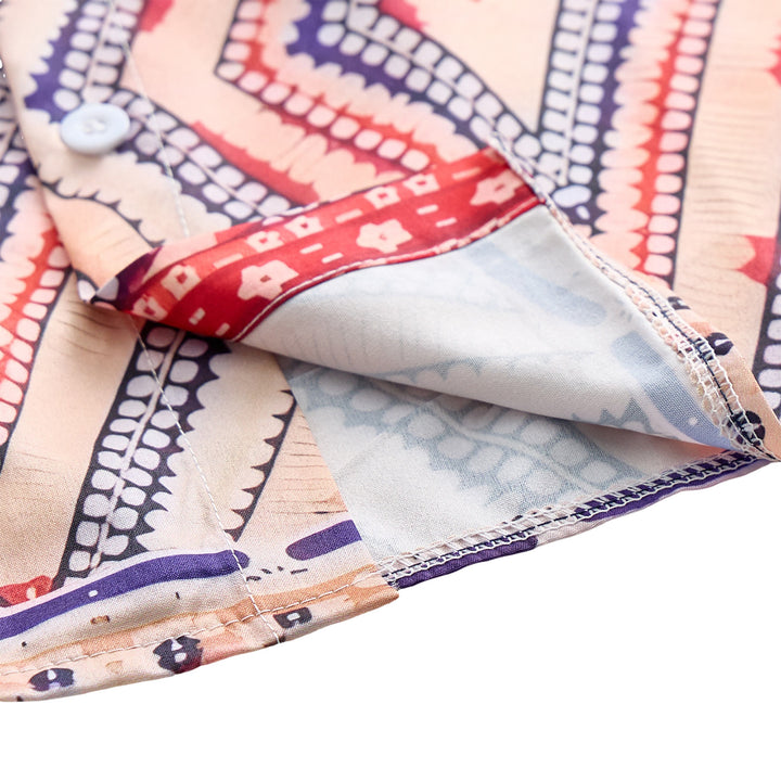 Earth-Tone Floral & Geometric Print Summer Shirt - image 6