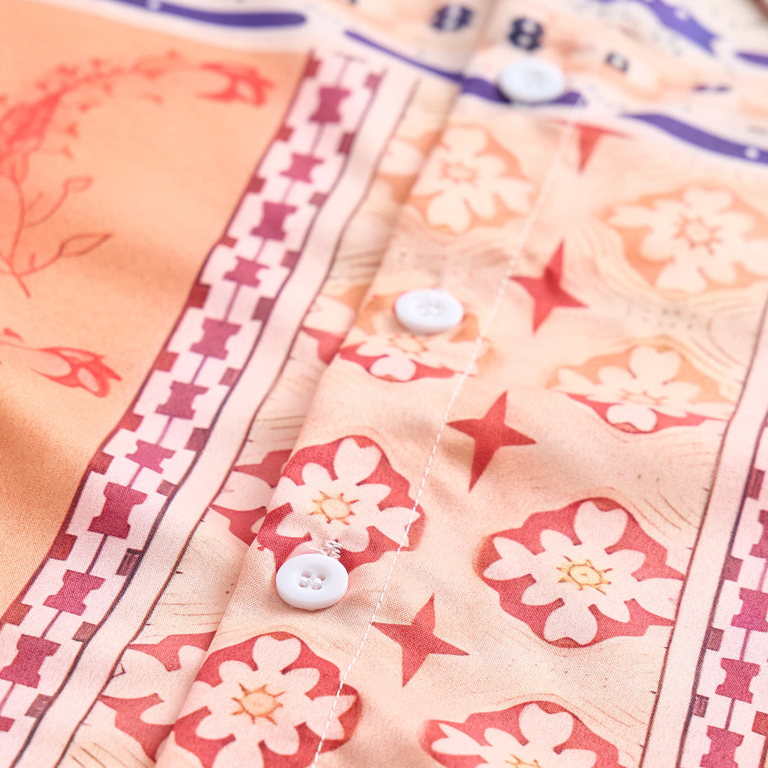 Earth-Tone Floral & Geometric Print Summer Shirt - image 5