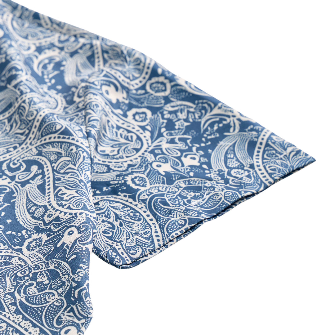 Navy & Beige Laid-Back Paisley Print Short-Sleeve Shirt - image 7