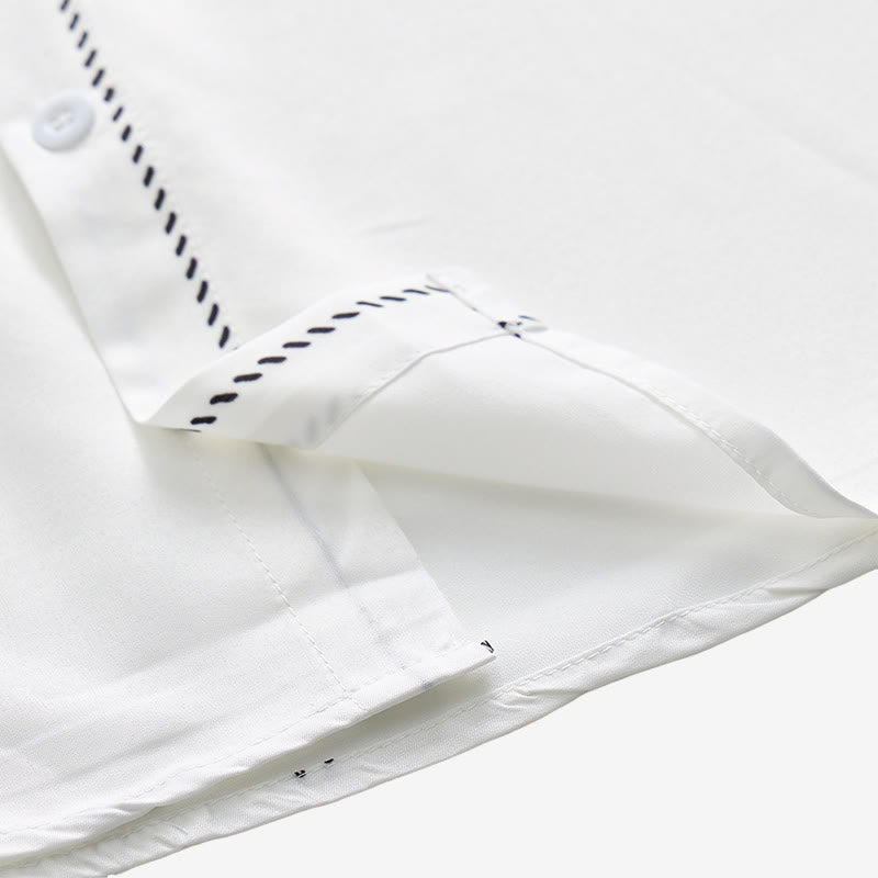 Men's Elegant White & Black Floral Print Western Dress Shirt - image 6