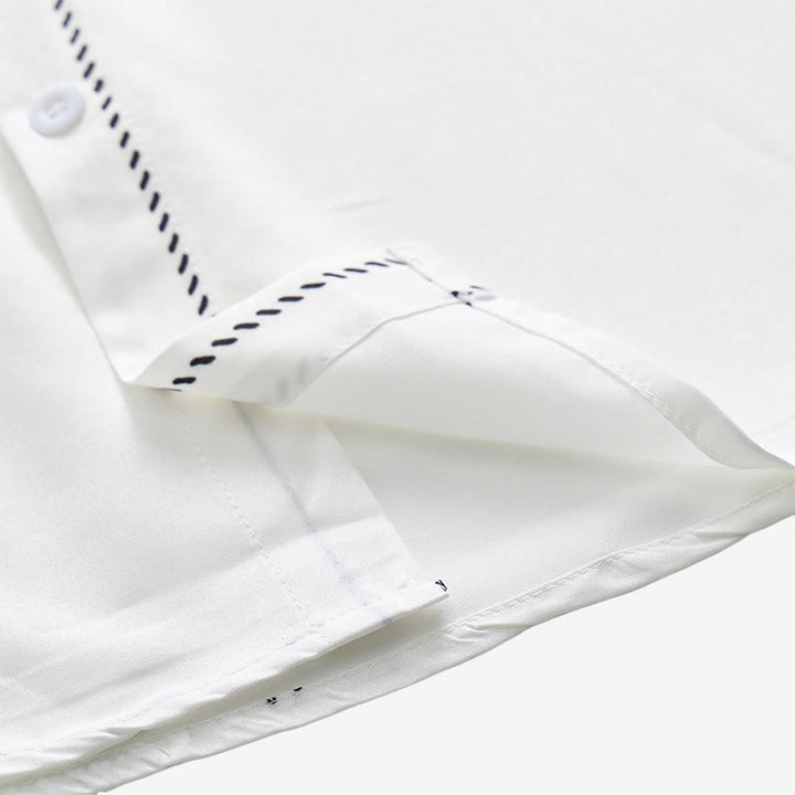 Men's Elegant White & Black Floral Print Western Dress Shirt - image 6
