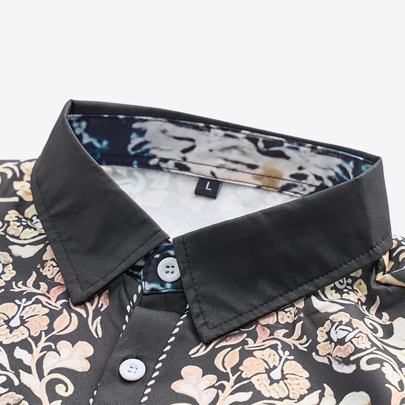 Men's Dark Forest Green Floral Print Western Yoke Dress Shirt - image 4