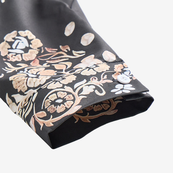 Men's Dark Forest Green Floral Print Western Yoke Dress Shirt - image 7