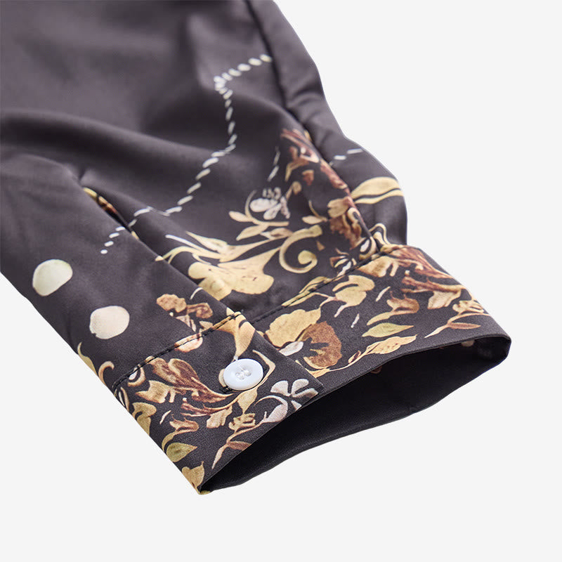 Men's Rodeo Tradition Black & Gold Floral Print Dress Shirt - image 6