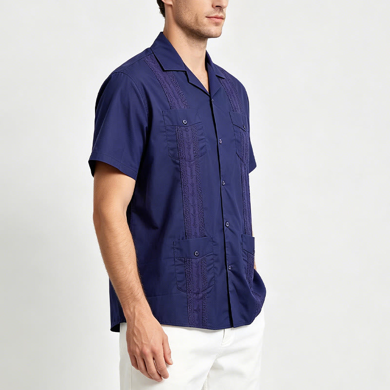 Modern Cuban-Inspired Embroidered Casual Shirt - image 9