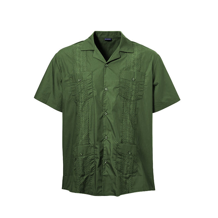 Modern Cuban-Inspired Embroidered Casual Shirt - image 21