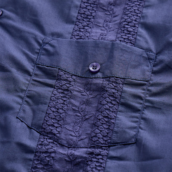 Modern Cuban-Inspired Embroidered Casual Shirt - image 12