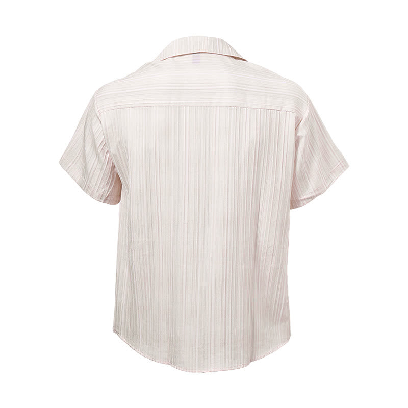 Artisanal Beige Textured Shirt With Black Embroidery - image 10