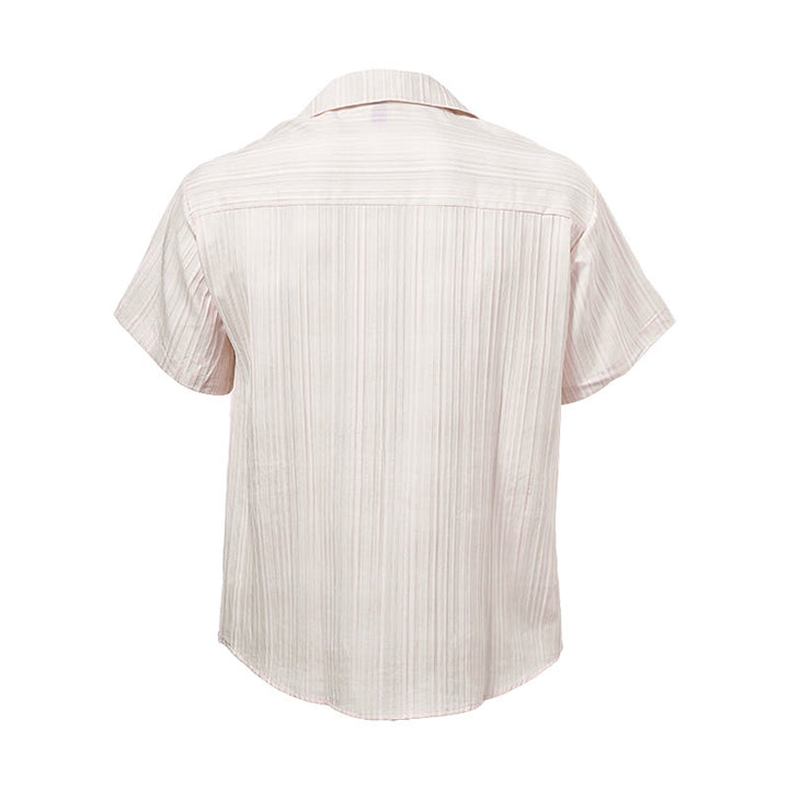 Artisanal Beige Textured Shirt With Black Embroidery - image 10