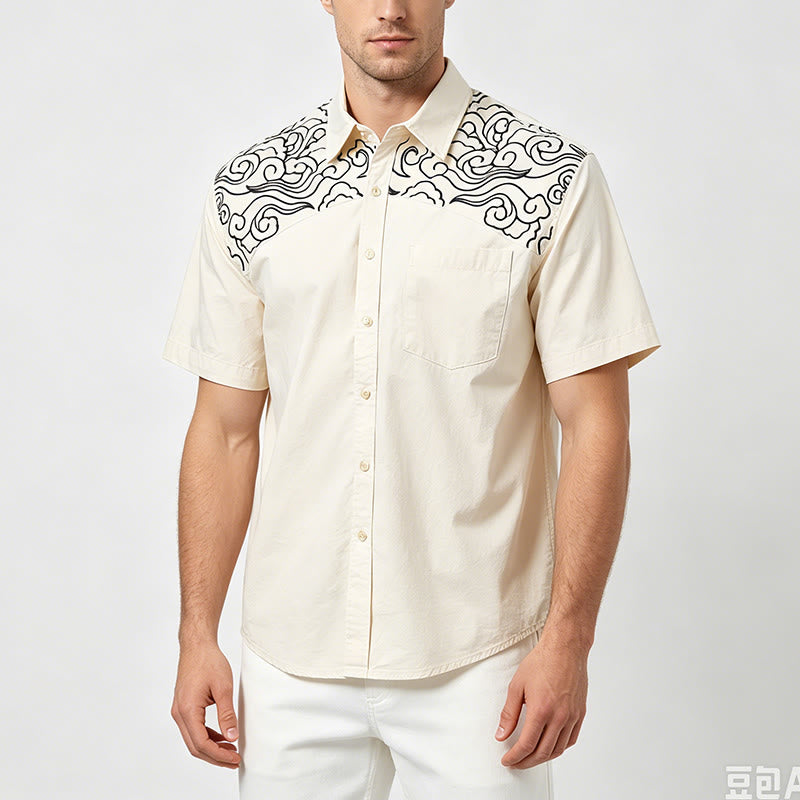 Streetwear Cloud Embroidery Short-Sleeve Shirt - image 2