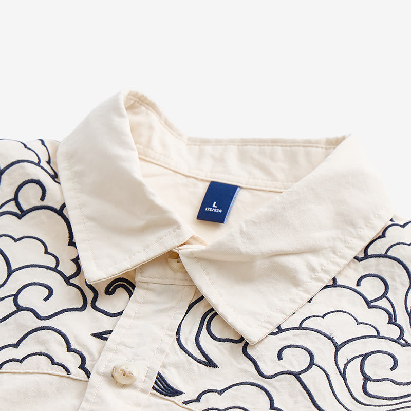 Streetwear Cloud Embroidery Short-Sleeve Shirt - image 10