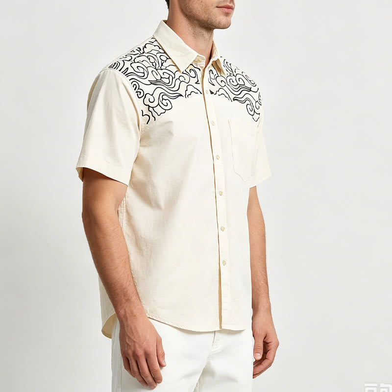 Streetwear Cloud Embroidery Short-Sleeve Shirt - image 3