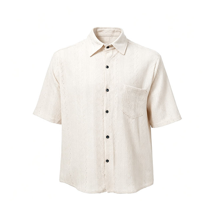 Retro Jacquard Knit Casual Button-Down Shirt - image 12