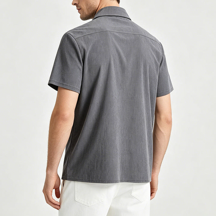 Men's Retro Workwear Corduroy Shirt With Leather Label Pocket  - image 3