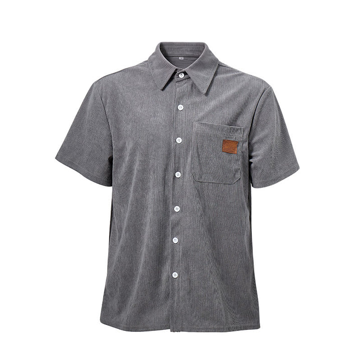 Men's Retro Workwear Corduroy Shirt With Leather Label Pocket  - image 13