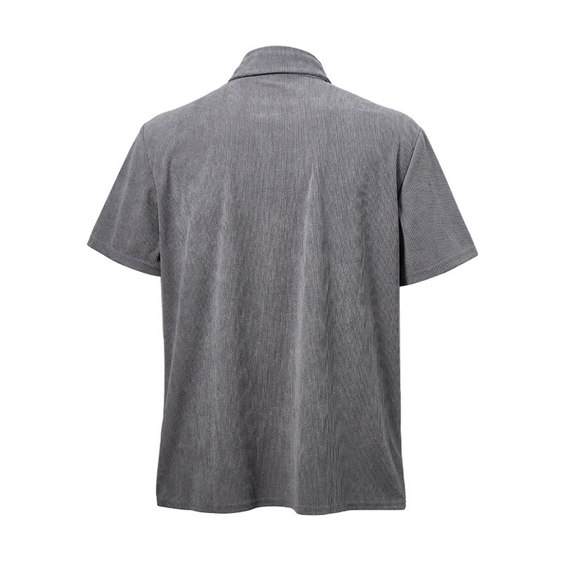 Men's Retro Workwear Corduroy Shirt With Leather Label Pocket  - image 14