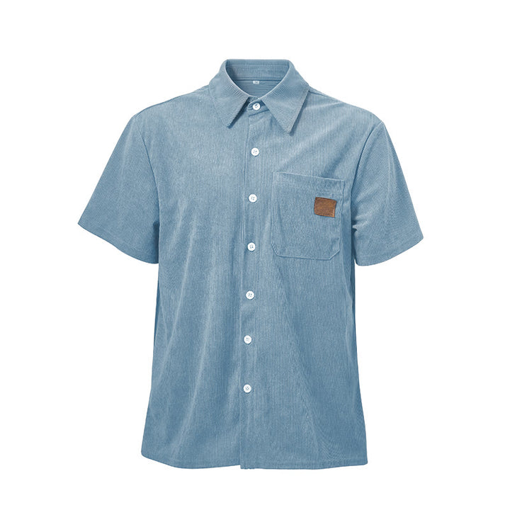 Men's Retro Workwear Corduroy Shirt With Leather Label Pocket  - image 18