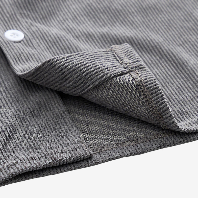 Men's Retro Workwear Corduroy Shirt With Leather Label Pocket  - image 10