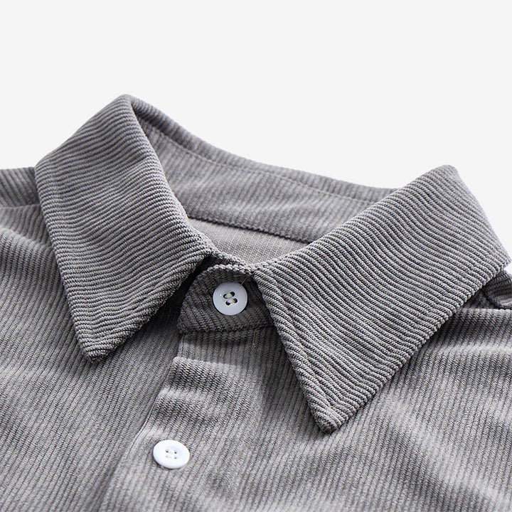 Men's Retro Workwear Corduroy Shirt With Leather Label Pocket  - image 8