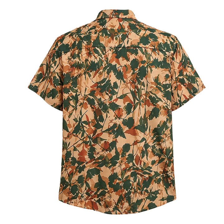 Men's Earthy Green & Beige Botanical Leaf Print Shirt - image 5