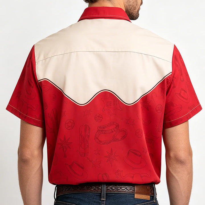 Men's Vintage Cactus & Cat Western Themed Print Shirt - image 3