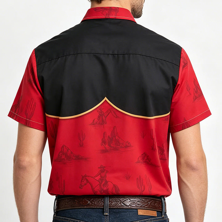 Men's Weirdcore Novelty Alien Cat Western Themed Print Shirt - image 3
