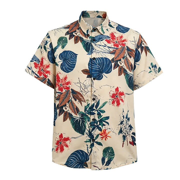 Men's Cream Tropical Nature Botanical Print Shirt - image 4