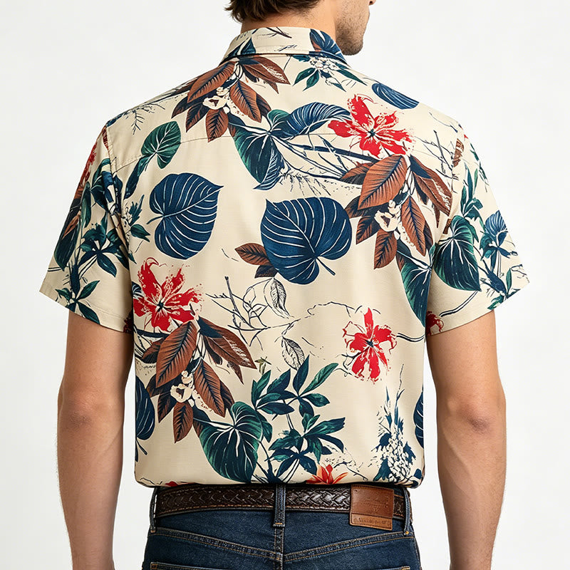 Men's Cream Tropical Nature Botanical Print Shirt - image 3