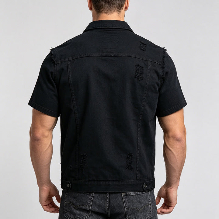 Men's Ripped Sleeveless Distressed Denim Vest - image 3