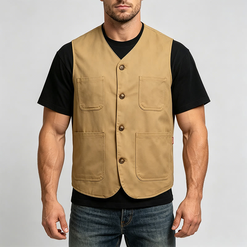 Men's Button-Up Workwear Lightweight Outdoor Vest - image 1