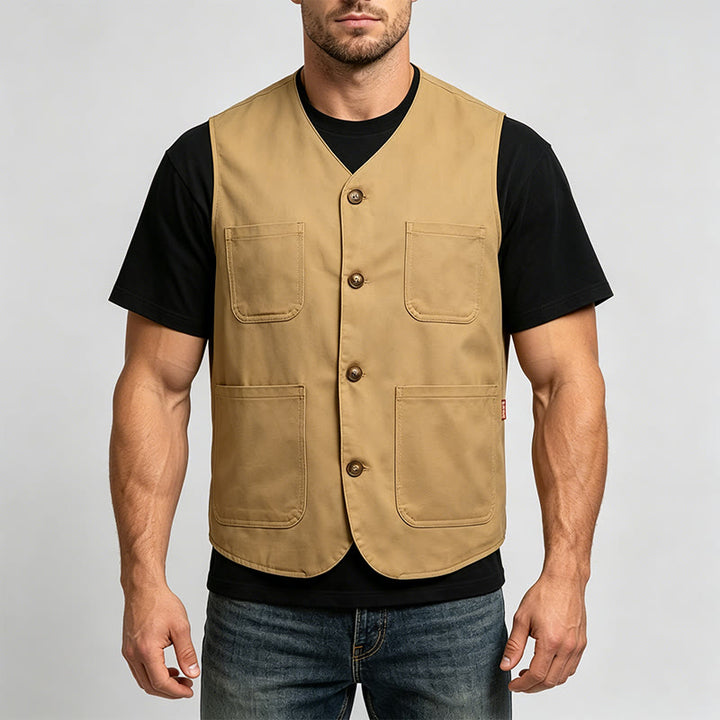 Men's Button-Up Workwear Lightweight Outdoor Vest - image 1