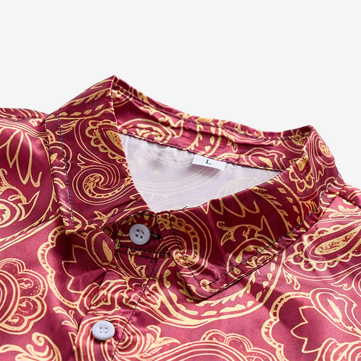 Men's Shiny Luxury Vintage Paisley Pattern Dressy Shirt - image 6
