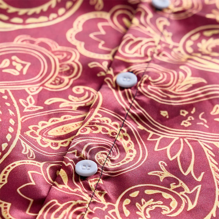 Men's Shiny Luxury Vintage Paisley Pattern Dressy Shirt - image 7