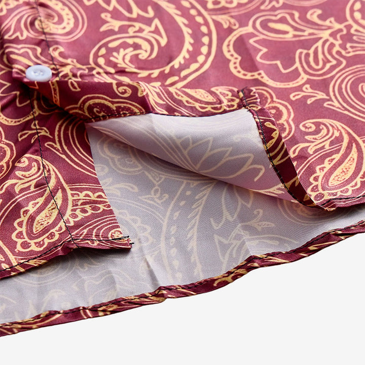 Men's Shiny Luxury Vintage Paisley Pattern Dressy Shirt - image 8