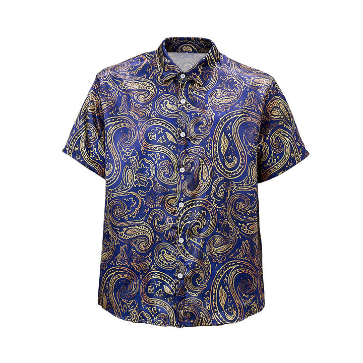 Men's Shiny Luxury Vintage Paisley Pattern Dressy Shirt - image 12