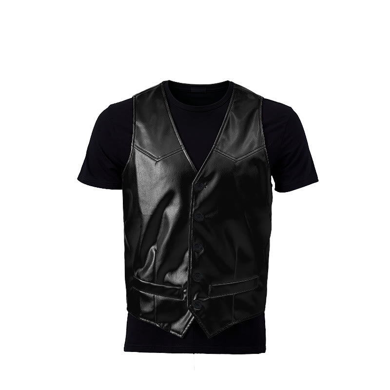 Men's Timeless Western Inspired Leather Suit Vest - image 12