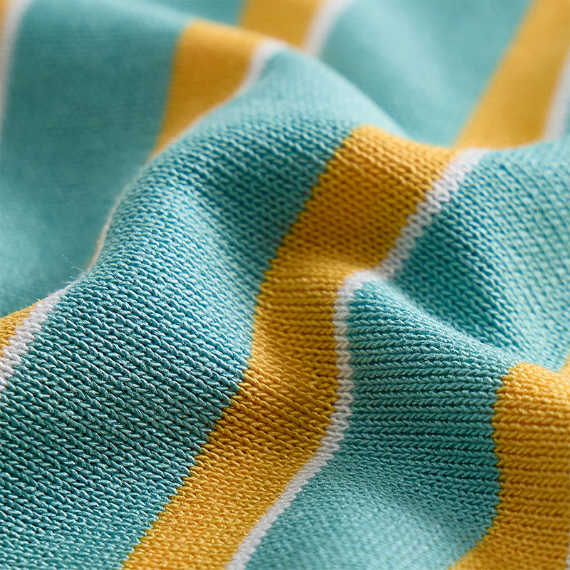Men's Teal & Gold Vertical Striped Knit Polo Shirt - image 5