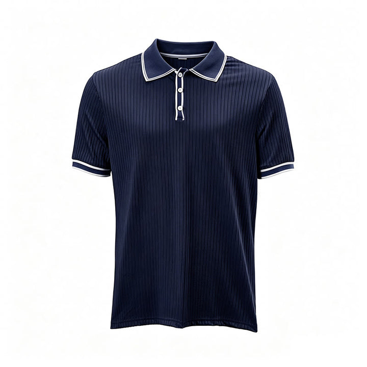 Men's Minimalist Trimmed Collar & Cuffs Knit Polo Shirt - image 15