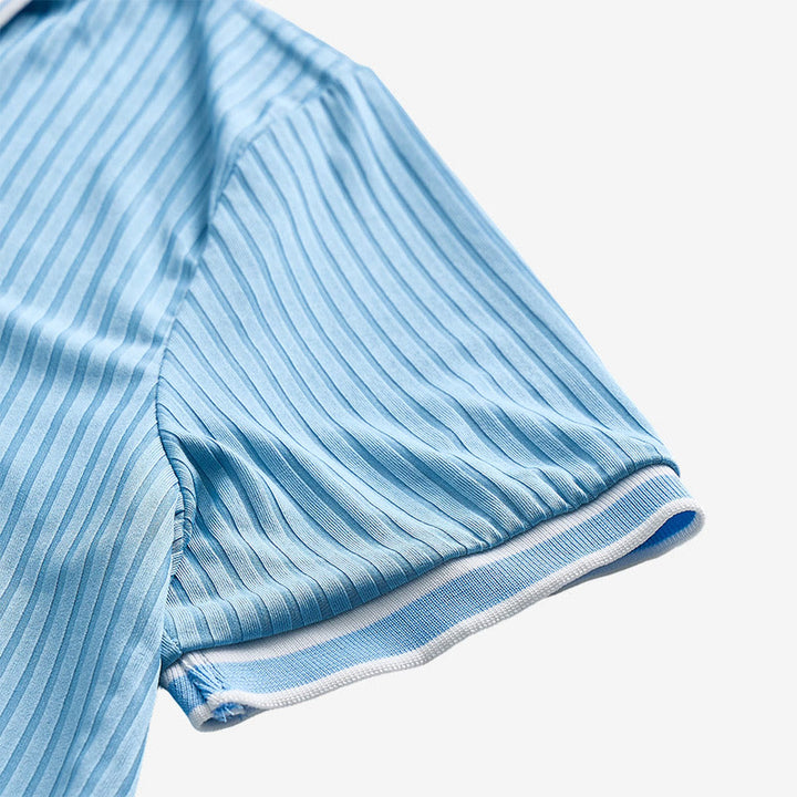 Men's Minimalist Trimmed Collar & Cuffs Knit Polo Shirt - image 12
