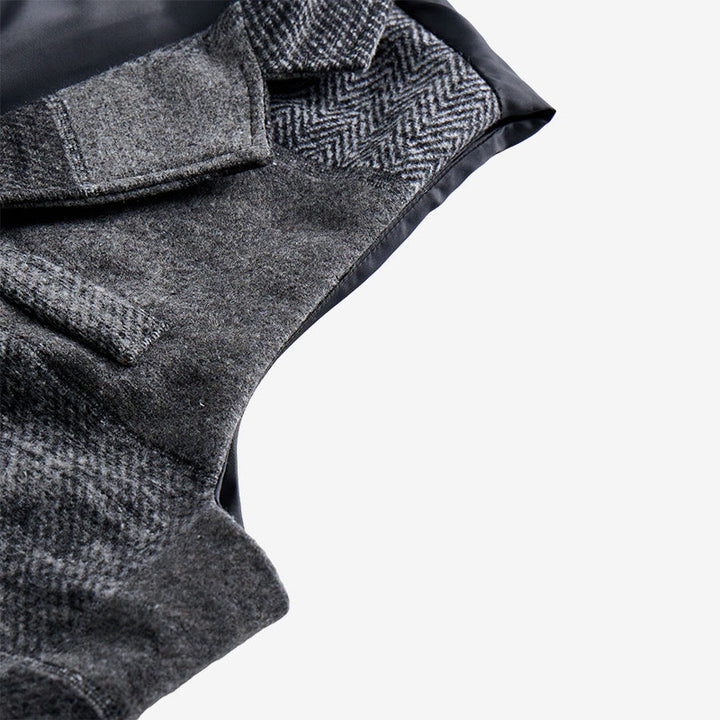 Men's Gray Patchwork Herringbone & Houndstooth Pattern Suit Vest - image 6