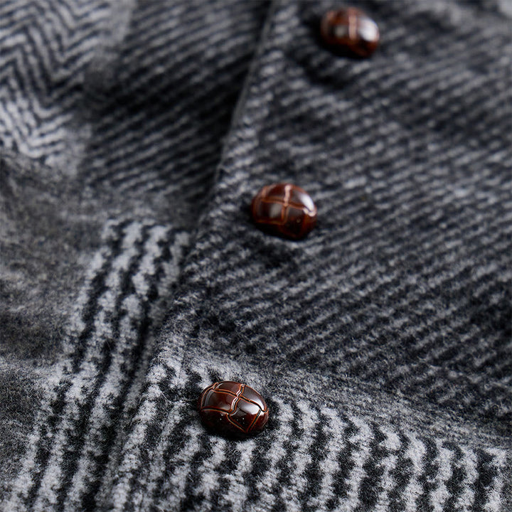 Men's Gray Patchwork Herringbone & Houndstooth Pattern Suit Vest - image 4