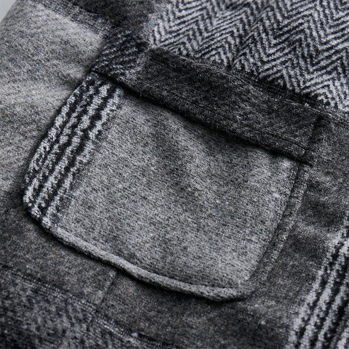 Men's Gray Patchwork Herringbone & Houndstooth Pattern Suit Vest - image 6