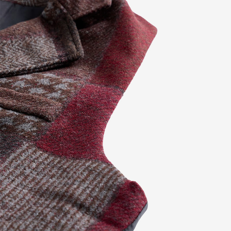 Men's Warm Tone Patchwork Mixed Herringbone Pattern Suit Vest - image 19