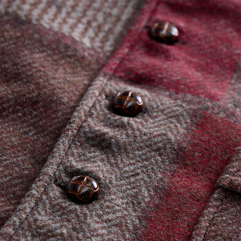Men's Warm Tone Patchwork Mixed Herringbone Pattern Suit Vest - image 17
