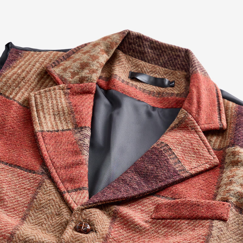 Men's Warm Tone Patchwork Mixed Herringbone Pattern Suit Vest - image 5
